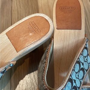 Coach Sharon wooden clog kitten mule sandals size 6